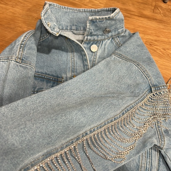 Free People Denim Jacket with detail rhinestones. - Picture 7 of 10